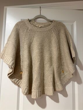 Michael Kors Cozy Cream Knit Poncho Sweater - Women's